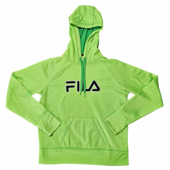 Fila Tops - FILA Women’s‎ Hoodie Sweatshirt Neon Green Pullover Logo Size Medium